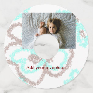 simple minimal ADD YOUR PHOTO TEXT blue glitter Th Wine Glass Tag