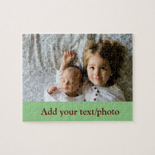 simple minimal ADD YOUR PHOTO TEXT CHRISTMAS J Jigsaw Puzzle
