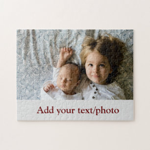 simple minimal ADD YOUR PHOTO TEXT CHRISTMAS Jigsaw Puzzle