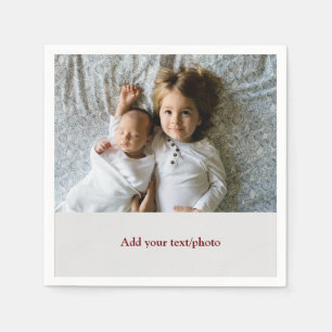 simple minimal ADD YOUR PHOTO TEXT CHRISTMAS N Napkin