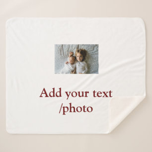 simple minimal ADD YOUR PHOTO TEXT CHRISTMAS Sherpa Blanket
