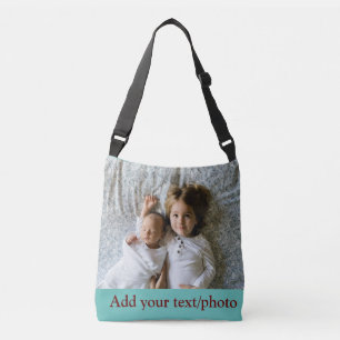 simple minimal ADD YOUR PHOTO TEXT CHRISTMAS     T Crossbody Bag