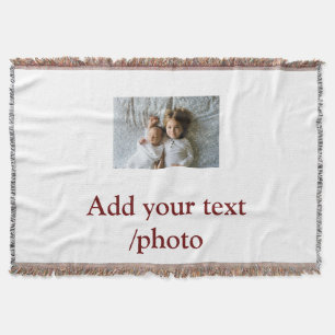 simple minimal ADD YOUR PHOTO TEXT CHRISTMAS Throw Blanket
