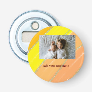 simple minimal ADD YOUR PHOTO TEXT CHRISTMAS yello Bottle Opener
