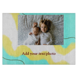 simple minimal ADD YOUR PHOTO TEXT CHRISTMAS yello Cutting Board