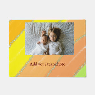 simple minimal ADD YOUR PHOTO TEXT CHRISTMAS yello Doormat