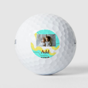 simple minimal ADD YOUR PHOTO TEXT CHRISTMAS yello Golf Balls