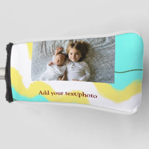 simple minimal ADD YOUR PHOTO TEXT CHRISTMAS yello Golf Head Cover