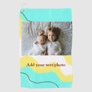 simple minimal ADD YOUR PHOTO TEXT CHRISTMAS yello Golf Towel