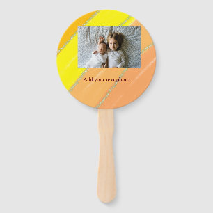 simple minimal ADD YOUR PHOTO TEXT CHRISTMAS yello Hand Fan