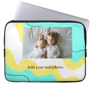 simple minimal ADD YOUR PHOTO TEXT CHRISTMAS yello Laptop Sleeve