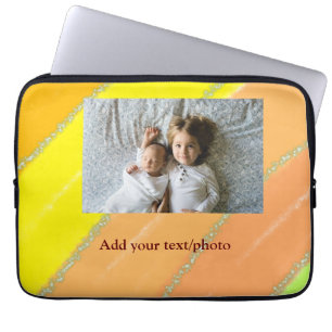 simple minimal ADD YOUR PHOTO TEXT CHRISTMAS yello Laptop Sleeve