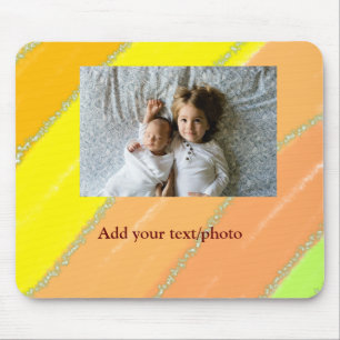 simple minimal ADD YOUR PHOTO TEXT CHRISTMAS yello Mouse Mat