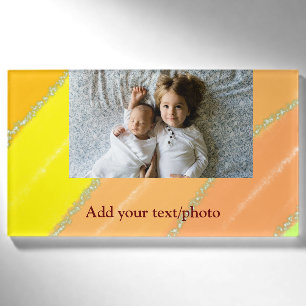 simple minimal ADD YOUR PHOTO TEXT CHRISTMAS yello Name Tag