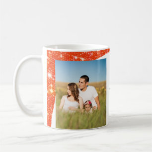 Simple minimal add your photo text glitter sparkle coffee mug