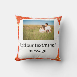 Simple minimal add your photo text glitter sparkle cushion