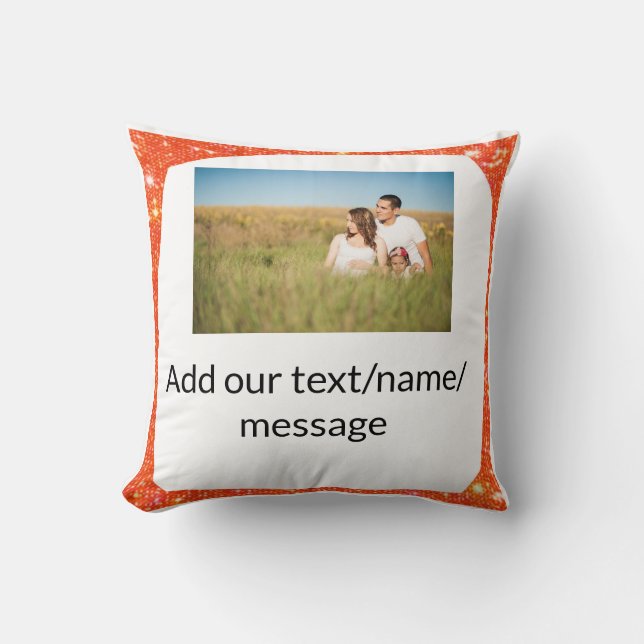 Simple minimal add your photo text glitter sparkle cushion (Front)