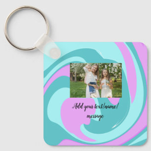 simple minimal add your photo watercolor art throw key ring
