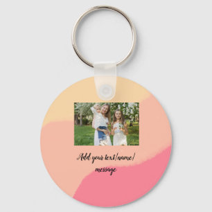 simple minimal add your photo watercolor art throw key ring