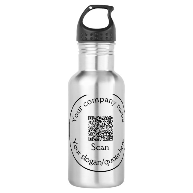 simple minimal add your Q R code scan add name 532 Ml Water Bottle (Front)