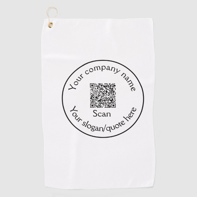 simple minimal add your Q R code scan add name Golf Towel (Front)
