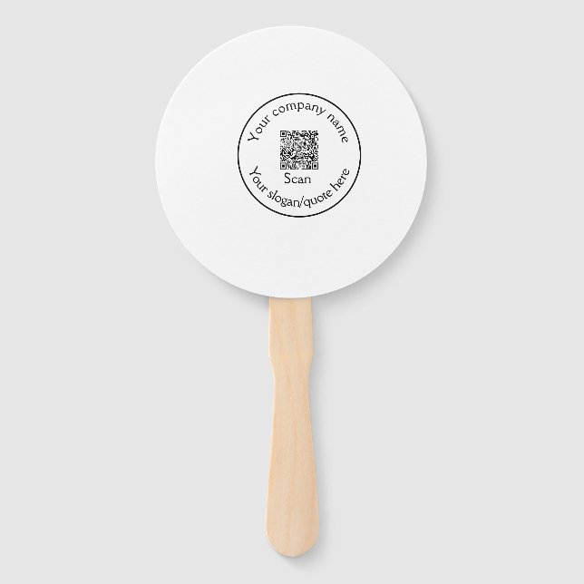 simple minimal add your Q R code scan add name Hand Fan (Front)