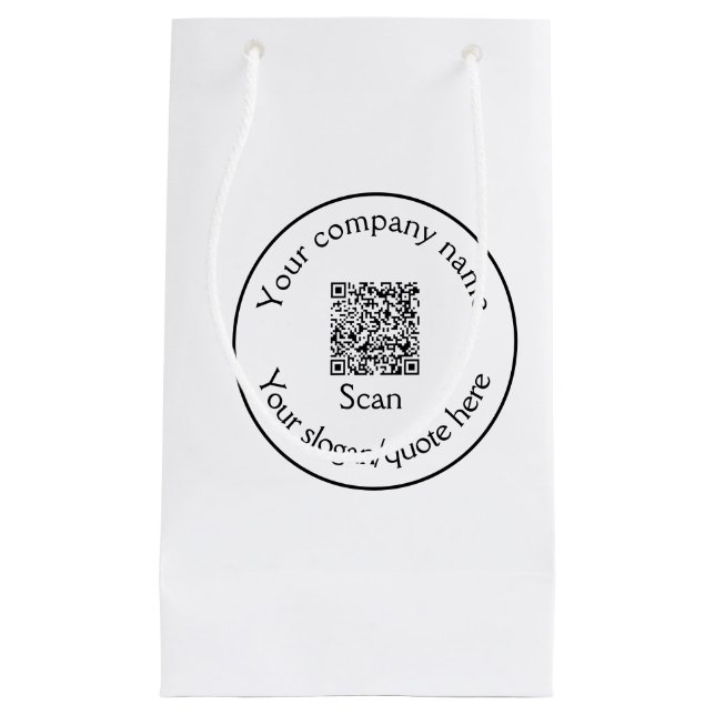 simple minimal add your Q R code scan add name Small Gift Bag (Front)