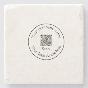 simple minimal add your Q R code scan add name Stone Coaster