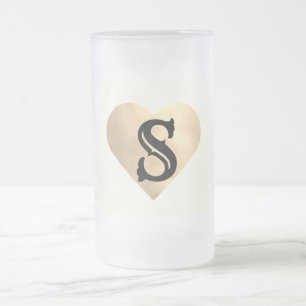 simple minimal add your text monogram photo    cof frosted glass beer mug