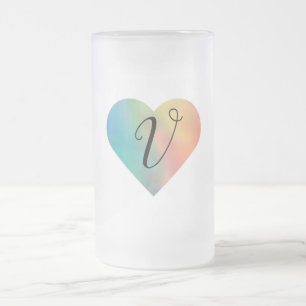 simple minimal add your text monogram photo cof frosted glass beer mug