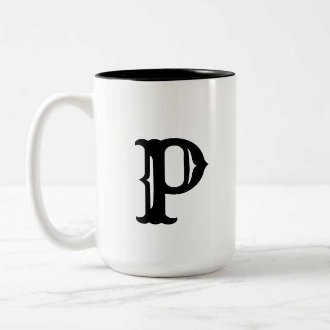simple minimal add your text monogram photo    cof Two-Tone coffee mug (Left)