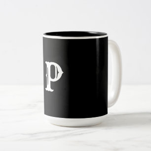 simple minimal add your text monogram photo    cof Two-Tone coffee mug