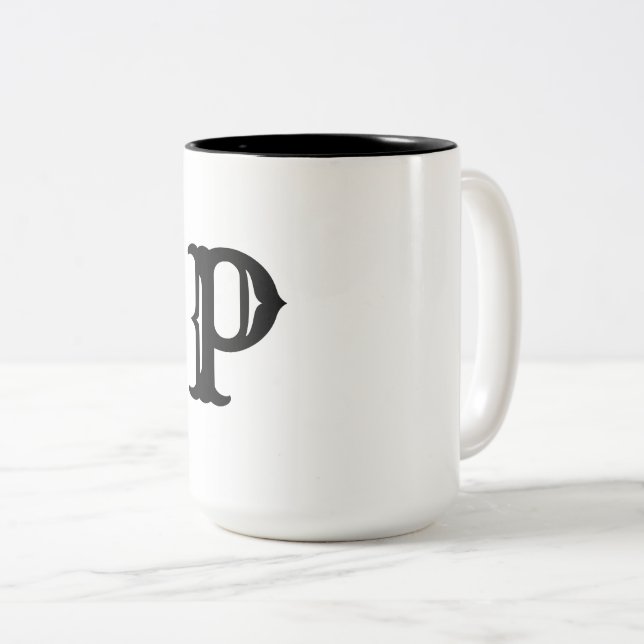 simple minimal add your text monogram photo    cof Two-Tone coffee mug (Front Right)