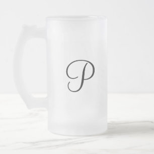 simple minimal add your text monogram photo frosted glass beer mug