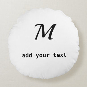 simple minimal add your text monogram photo throw round cushion
