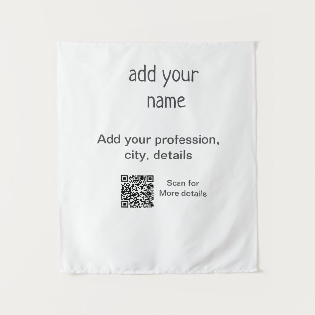 Simple minimal add your text name QR title Tapestry (Front)