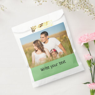 simple minimal add your text photo christmas favour bags
