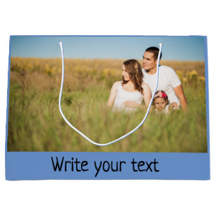 simple minimal add your text photo christmas large gift bag