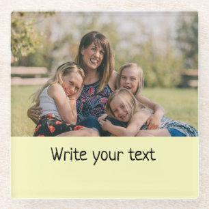 simple minimal add your text photo christmas st glass coaster