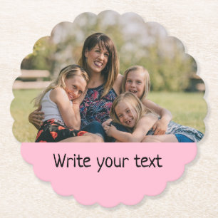 simple minimal add your text photo christmas st paper coaster