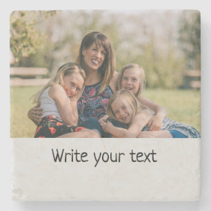 simple minimal add your text photo christmas st stone coaster