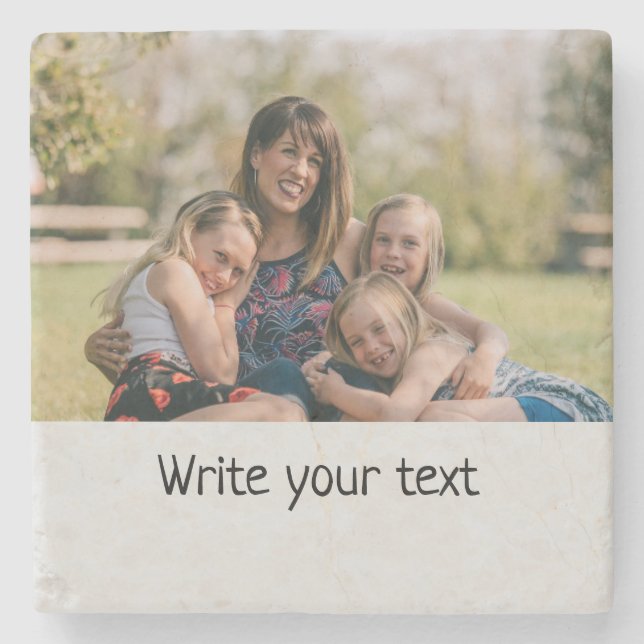simple minimal add your text photo christmas    st stone coaster (Front)