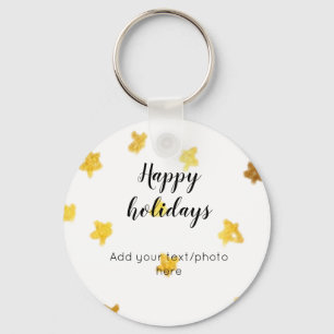 simple minimal add your text photo happy holidays  key ring