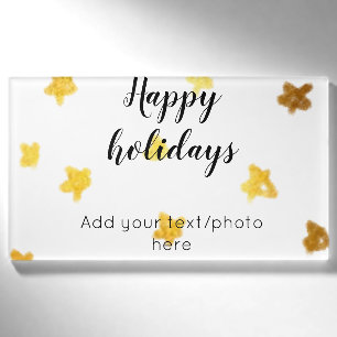 simple minimal add your text photo happy holidays name tag