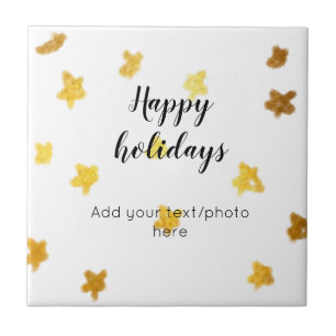 simple minimal add your text photo happy holidays tile