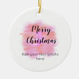 simple minimal add your text photo merry christmas ceramic tree decoration
