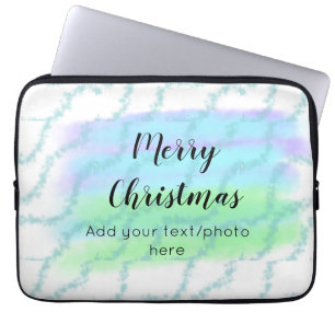 simple minimal add your text photo merry christmas laptop sleeve