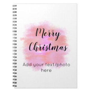 simple minimal add your text photo merry christmas notebook