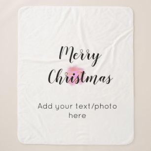 simple minimal add your text photo merry christmas sherpa blanket