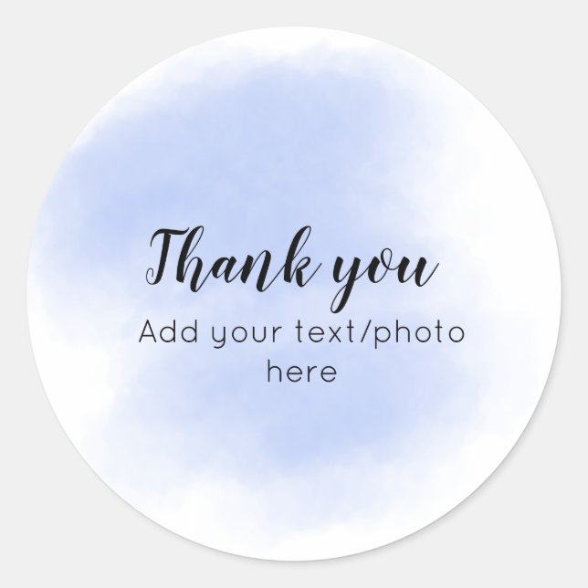 simple minimal add your text photo thank you water classic round sticker (Front)
